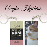 Beste Katzenmutter gibt Foto pink grün an Schlüsselanhänger<br><div class="desc">Akryllischer Schlüsselanhänger Feiern Sie mit diesem bezaubernden Schlüsselanhänger die Mama der besten Katze der Welt! Ideal für jeden Katzenliebhaber, mit Ihrem Namen, dem Namen Ihres Zornfreundes und einem niedlichen Foto Ihres geliebten Tieres. Dieser personalisierte Schlüsselanhänger ist ein charmanter Weg, um eine Erinnerung von Ihrem Kätzchen überall hin zu tragen. Egal,...</div>