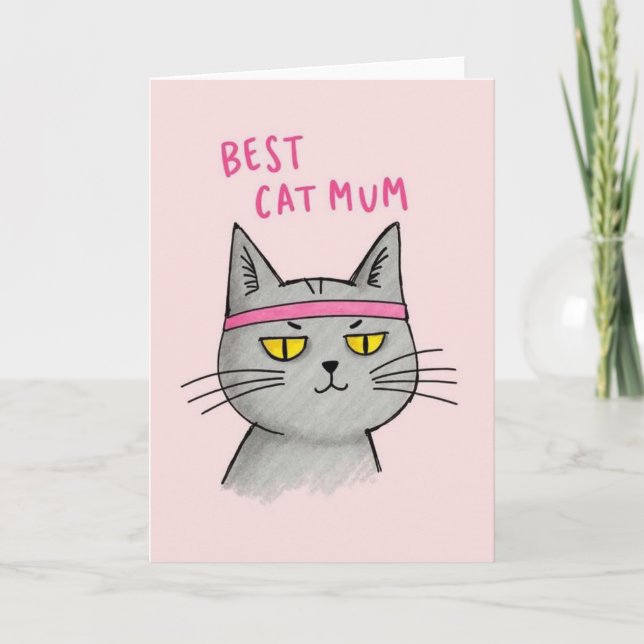 Beste Katzenmutter Illustrationskarte Karte (Vorderseite)