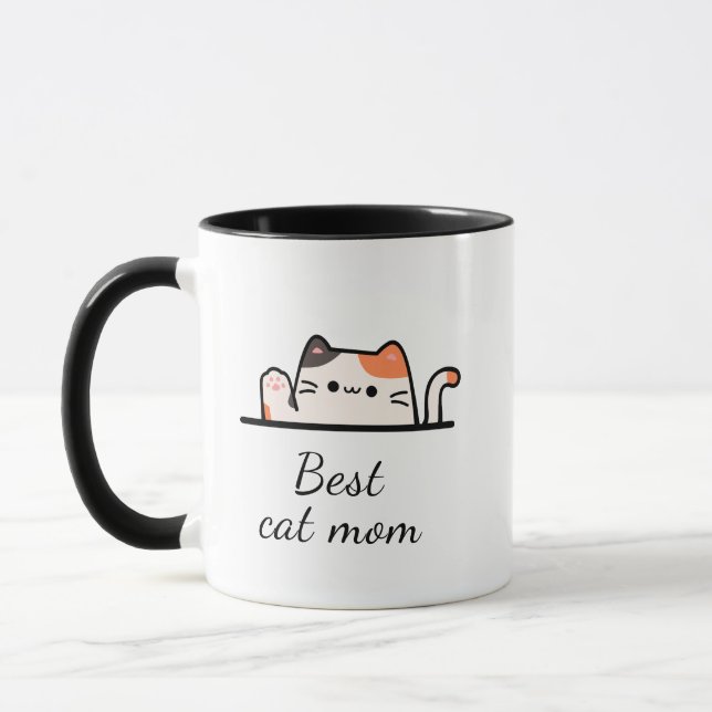 Beste Katzenmutter individuelles Script Tasse (Links)
