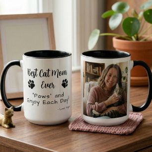 Beste Katzenmutter Pfoten Haustier Foto Kaffee Tasse