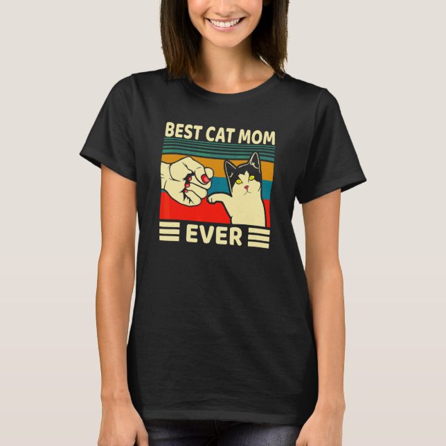 Beste Katzenmutter überhaupt Fauststoß Mädchen Vin T-Shirt (Vorderseite)