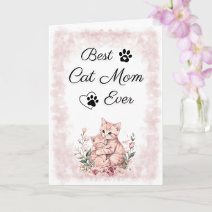 Beste Katzenmutter überhaupt   Süße Aquarell-Katze Karte