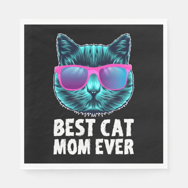 Beste Katzenmutter überhaupt Süße Lustige Brille Serviette (Vorderseite)