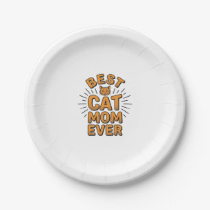 Beste Katzenmutter überhaupt Vintage-Engravingsdes Pappteller