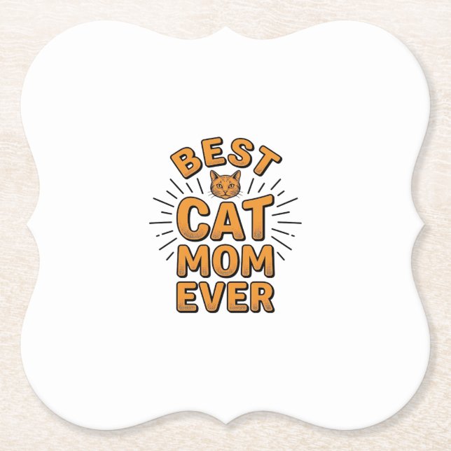Beste Katzenmutter überhaupt Vintage-Engravingsdes Untersetzer (Vorderseite)