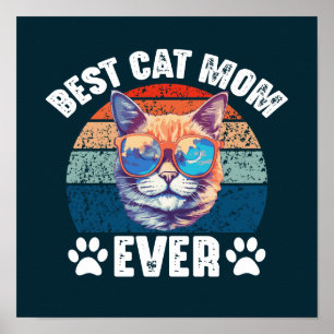 Beste Katzenmutter überhaupt Vintage Lustige Katze Poster