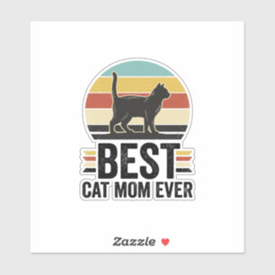 Beste Katzenmutter überhaupt Vintage schwarze Katz Aufkleber