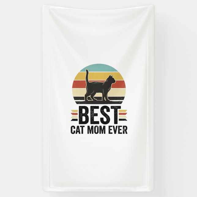 Beste Katzenmutter überhaupt Vintage schwarze Katz Banner (Vertikal)