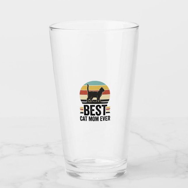 Beste Katzenmutter überhaupt Vintage schwarze Katz Glas (Vorderseite)