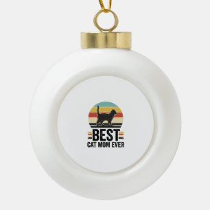 Beste Katzenmutter überhaupt Vintage schwarze Katz Keramik Kugel-Ornament