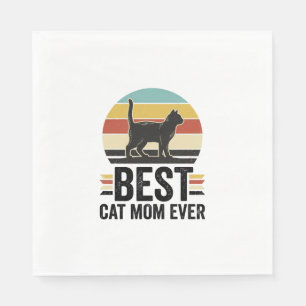 Beste Katzenmutter überhaupt Vintage schwarze Katz Serviette