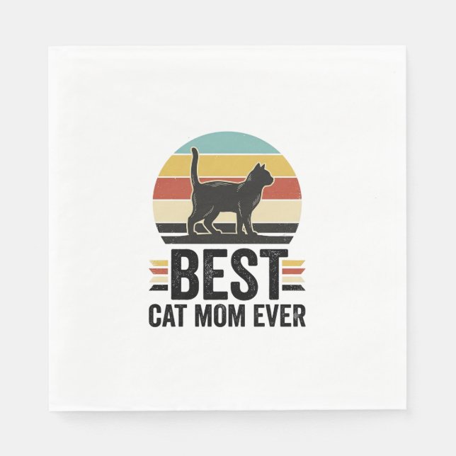 Beste Katzenmutter überhaupt Vintage schwarze Katz Serviette (Vorderseite)