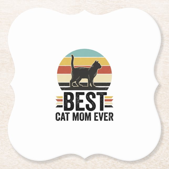 Beste Katzenmutter überhaupt Vintage schwarze Katz Untersetzer (Vorderseite)