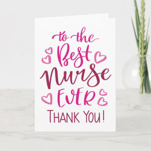 Beste Krankenschwester Danke Typografie in Rosa Karte