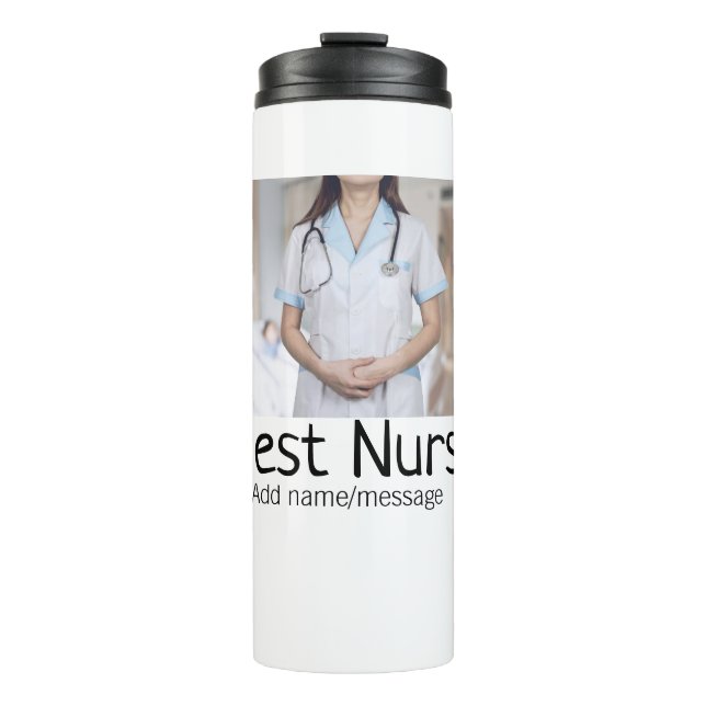 Beste Krankenschwester fügt Bildname Text ärztlich Thermosbecher (Vorderseite)