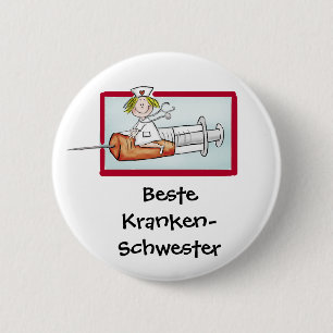 Beste Krankenschwester - Humorer Cartoon Nurse Button