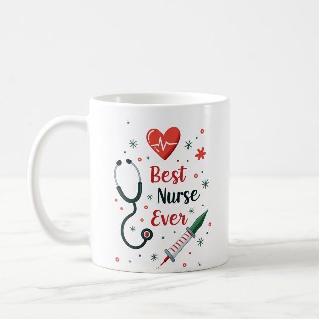 Beste Krankenschwester je - Funny Playful Design Kaffeetasse (Links)