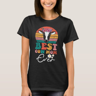 Beste Kuh-Mama je Kuh Farm Bauer Retro Vintag 60 T-Shirt