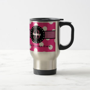 Beste LEHRER Monogramm-Rosa-Tupfen V02 Reisebecher