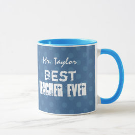 Beste Lehrer-überhaupt blaue Tupfen Tasse