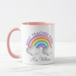 beste Lehrerin aller Zeiten, bunter Regenbogen per Kaffeetasse