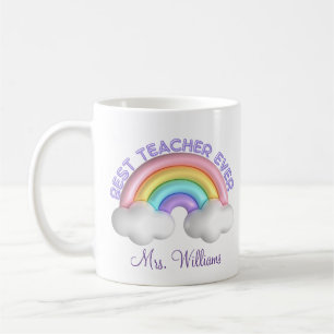 beste Lehrerin aller Zeiten, bunter Regenbogen per Kaffeetasse