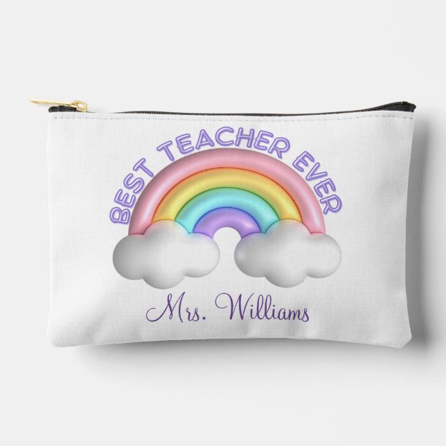 beste Lehrerin aller Zeiten, niedlicher farbiger R Zubehörtasche (Vorderseite)