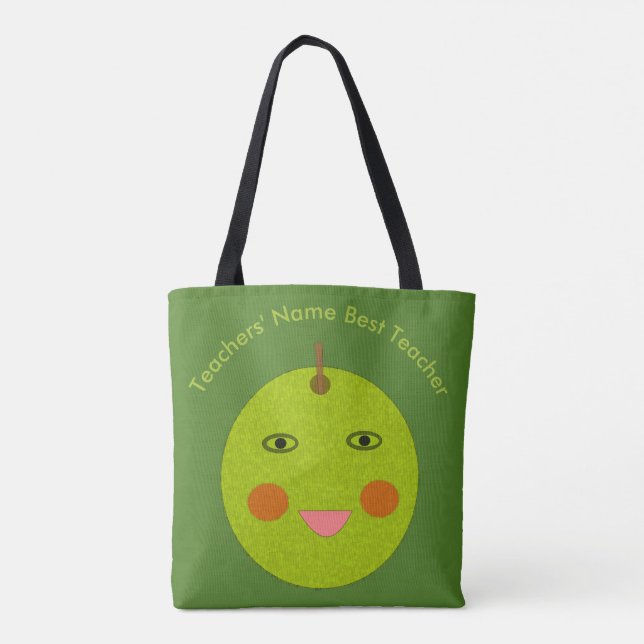Beste Lehrerin glückliche Apple Custom Tote Bag (Rückseite)