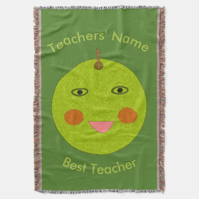 Beste Lehrerin Happy Apple Custom Throw Blanket Decke (Vorderseite Vertikal)
