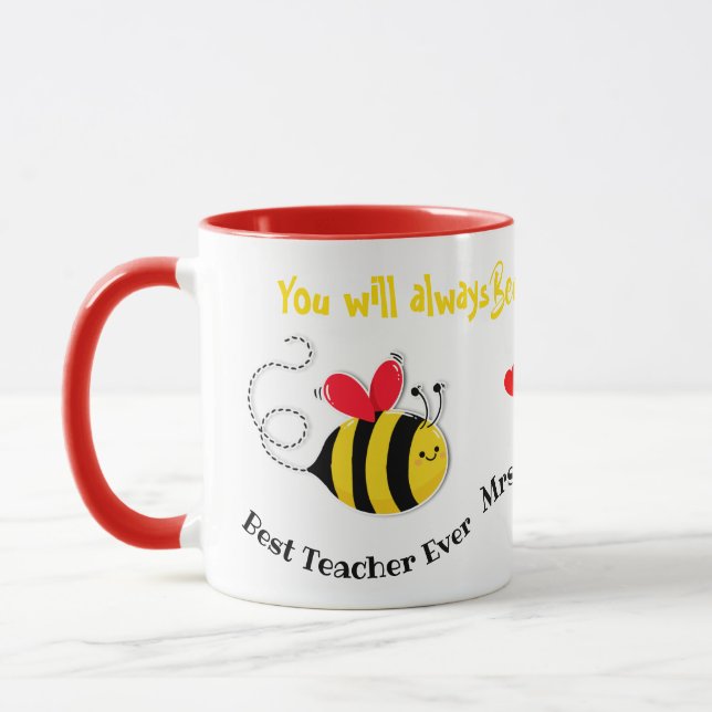 Beste Lehrerin je Bienelehrer Geschenk Honigbiene Tasse (Links)