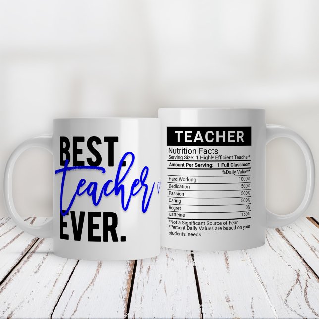 Beste Lehrerin je blau + Essbare Nährwertangaben, Jumbo-Tasse (Von Creator hochgeladen)