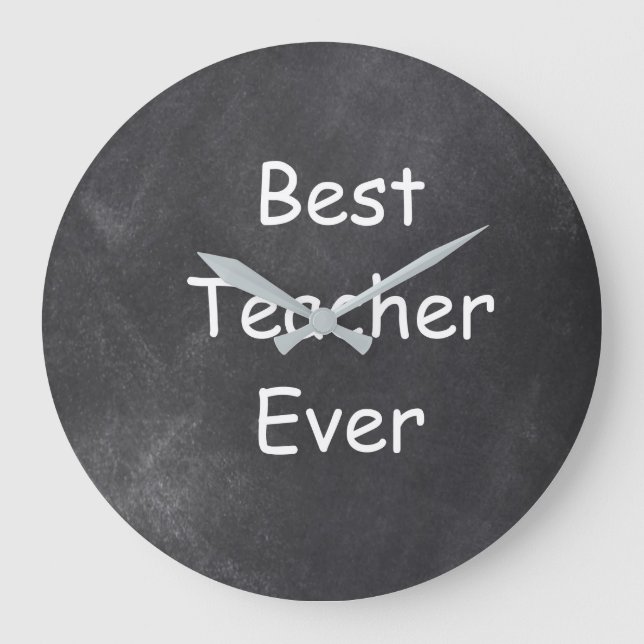 Beste Lehrerin je Chalkboard Design Geschenk Idee Große Wanduhr (Vorderseite)