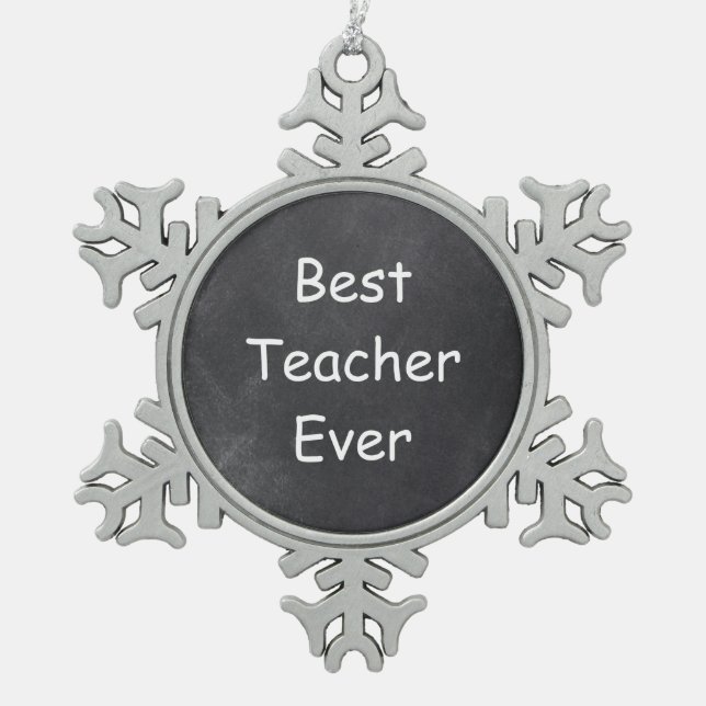 Beste Lehrerin je Chalkboard Design Geschenk Idee Schneeflocken Zinn-Ornament (Vorderseite)