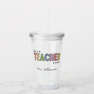 Beste Lehrerin je farbenfrohe Lehrerin Wertschätzu Acryltrinkbecher
