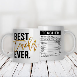 Beste Lehrerin je Gold + Essbare Nährwertangaben, Jumbo-Tasse