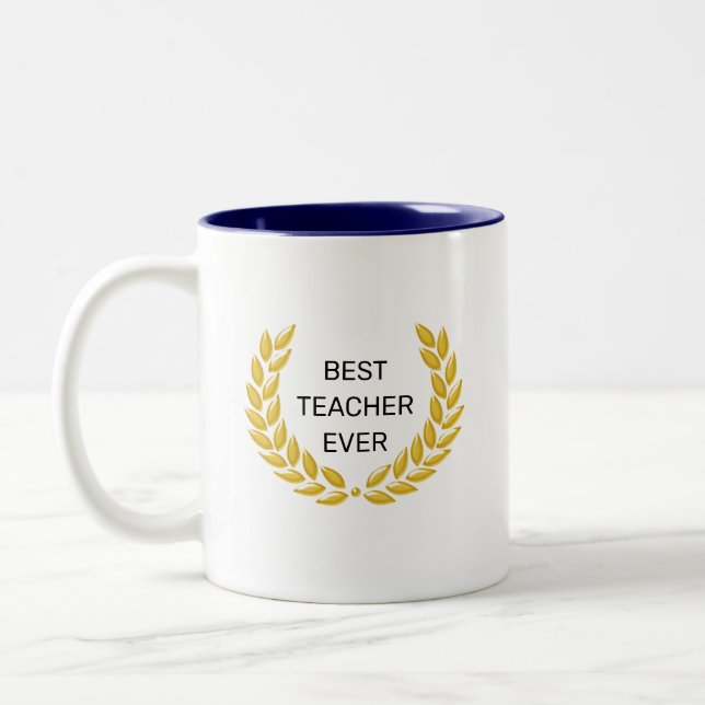 Beste Lehrerin je & Golden Laurel Wreath Zweifarbige Tasse (Links)