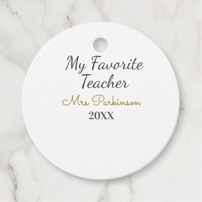 Beste Lehrerin je Name Datum Jahr einfache Schule Geschenkanhänger (Vorderseite)