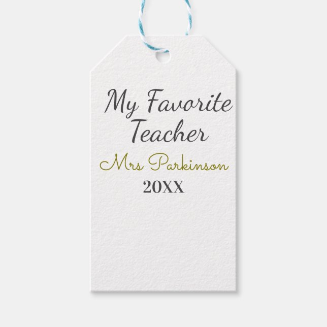 Beste Lehrerin je Name Datum Jahr einfache Schule Geschenkanhänger (Vorderseite)