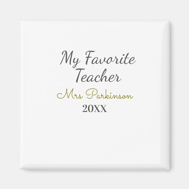 Beste Lehrerin je Name Datum Jahr einfache Schule Magnet (Vorne)