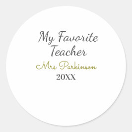 Beste Lehrerin je Name Datum Jahr einfache Schule Runder Aufkleber