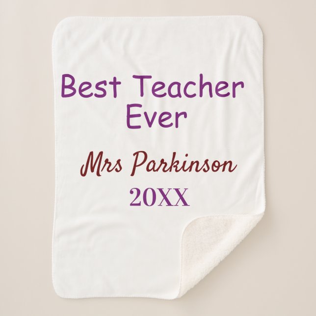 Beste Lehrerin je Name Datum Jahr einfache Schule Sherpadecke (Vorderseite)