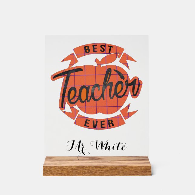 Beste Lehrerin je personalisiert Acrylschild (Vorderseite)