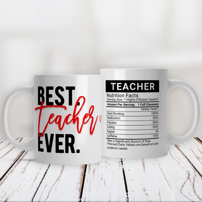 Beste Lehrerin je Rot + Essbare Ernährung Fakten, Jumbo-Tasse (Von Creator hochgeladen)
