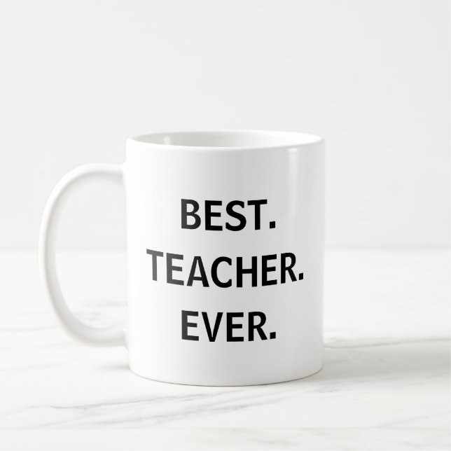 Beste Lehrerin je Sticker - Spaß-Wertschätzung Kaffeetasse (Links)