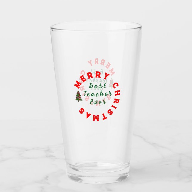 Beste Lehrerin je Weihnachten Vielen Dank für Ihr  Glas (Vorderseite)