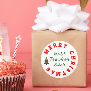Beste Lehrerin je Weihnachten Vielen Dank für Ihr  Runder Aufkleber