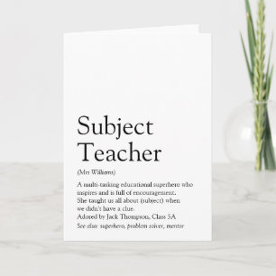 Beste Lehrerin/Lehrer der Welt Definition Karte