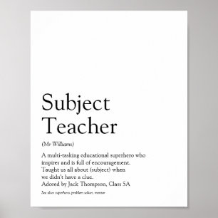 Beste Lehrerin/Lehrer der Welt Definition Poster