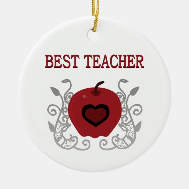 Beste Lehrerin Red Apple Keramikornament (Vorne)