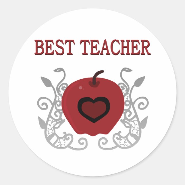 Beste Lehrerin Red Apple Runder Aufkleber (Vorderseite)